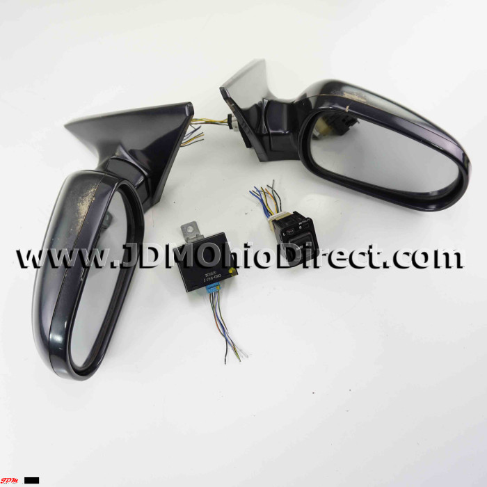 TRQ Power Side View Mirror Set For 1996-2000 Honda Civic 4-Door Sedan – Black, Pair
