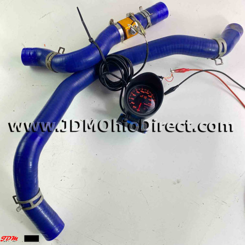 JDM EK9 Civic Type R Blue Radiator Hose Set with Gauge 