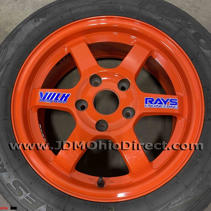 JDM Volk Racing TE37 Orange 15 inch Wheels